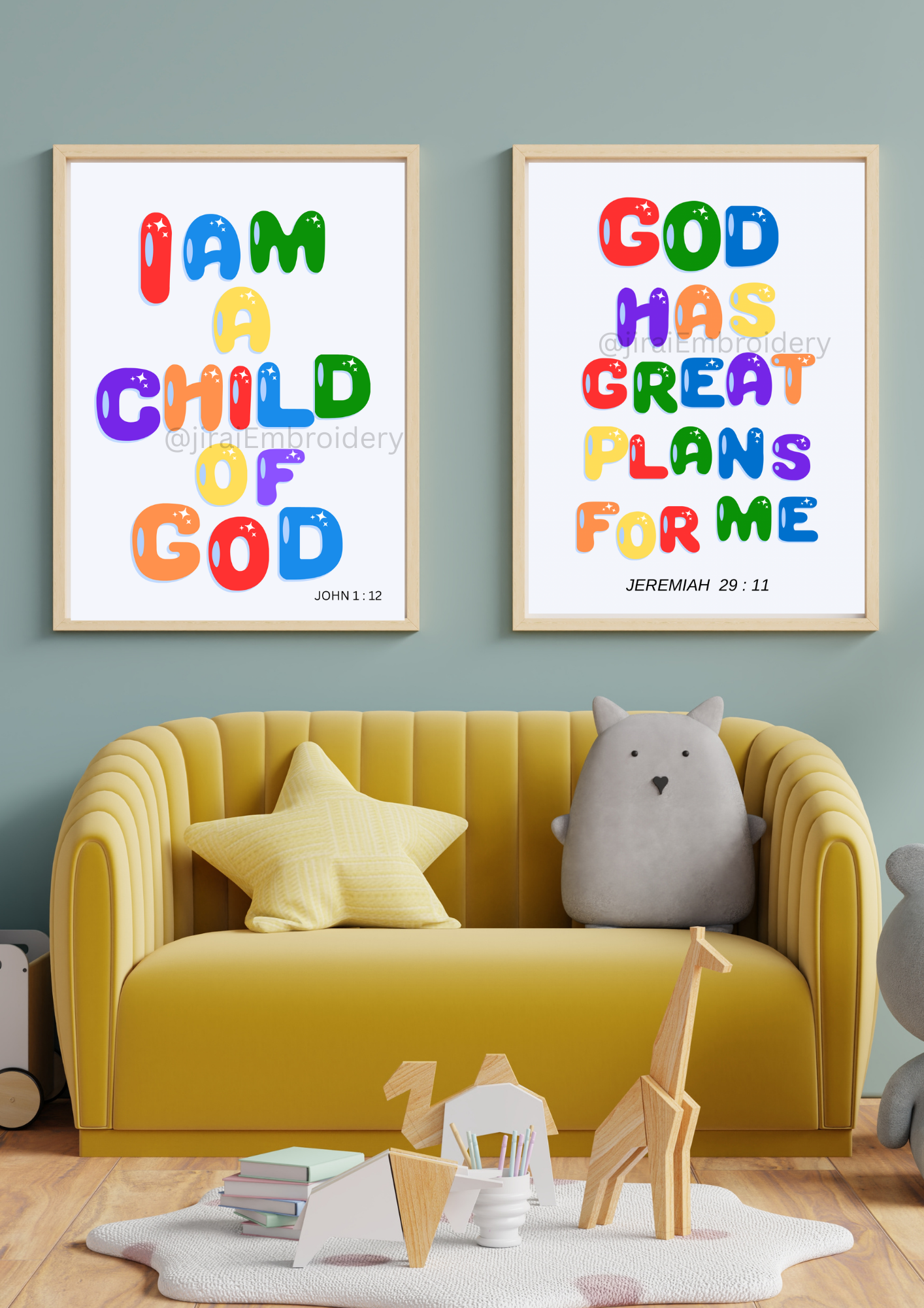 KIDS CHRISTIAN WALL ART ( 2sets)