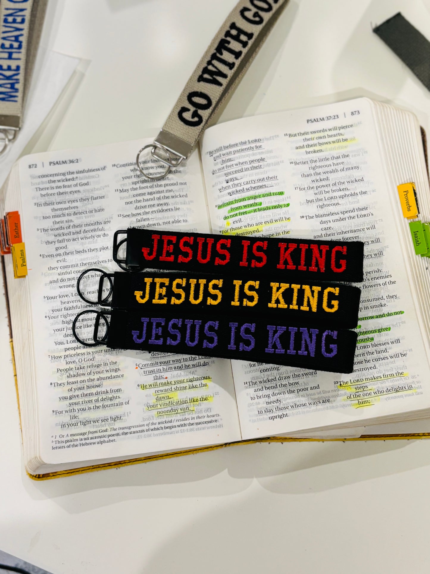 JESUS IS KING WRISTLET KEYCHAIN