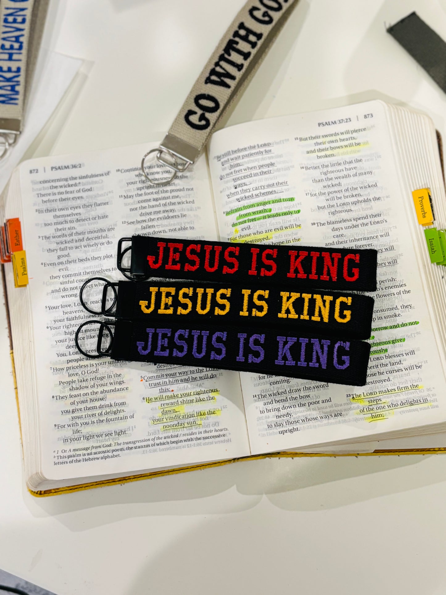 JESUS IS KING WRISTLET KEYCHAIN