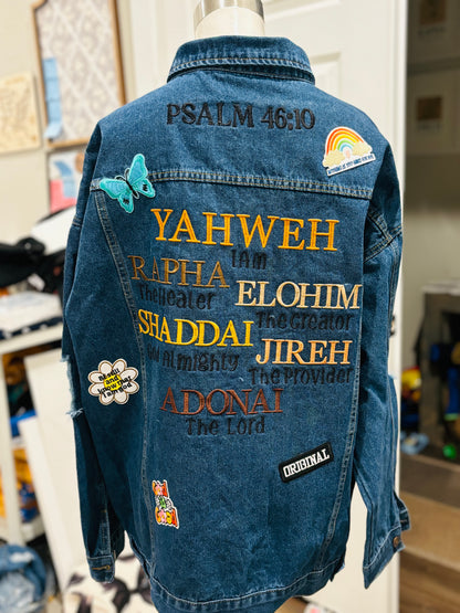 NAMES OF GOD OVERSIZED JEAN JACKET (LADIES)