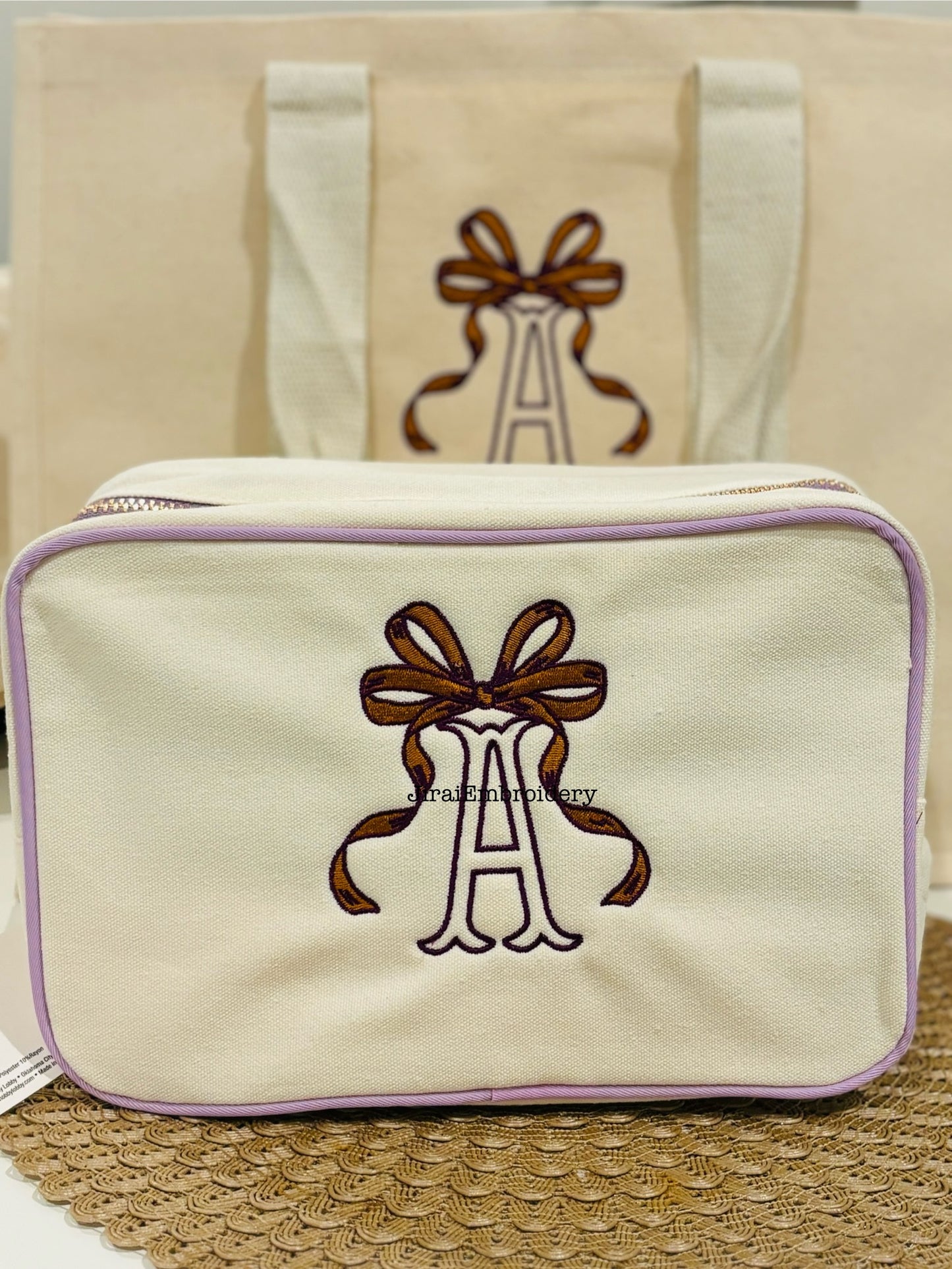 Personalized Large Canvas Travel Tote & Pouch Set