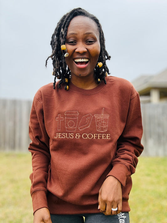 Jesus & Coffee - Embroidered Sweatshirt