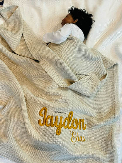 Personalized 3D Embroidered Knit Blanket