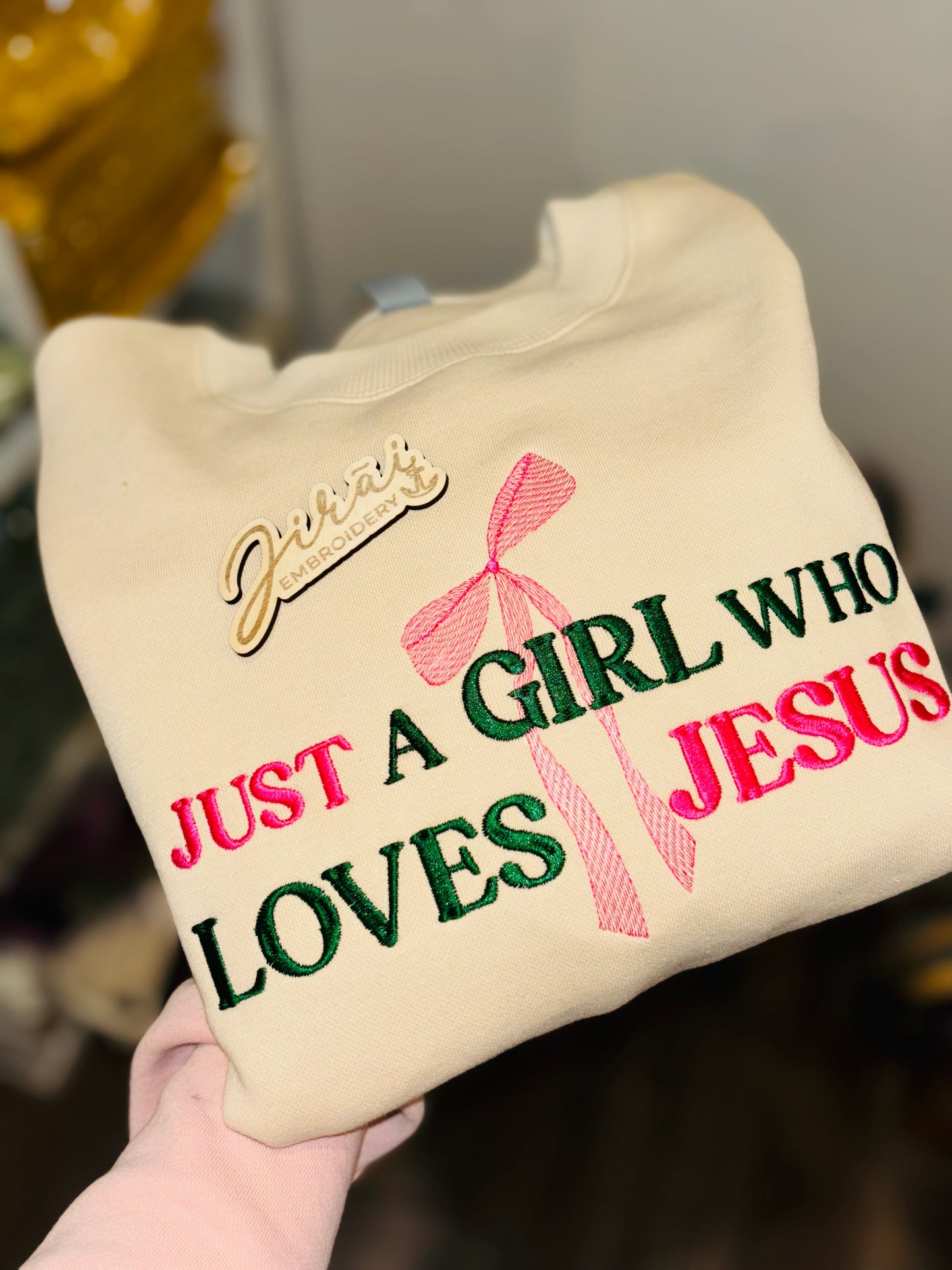 JUST A GIRL WHO LOVES JESUS SWEATSHIRT