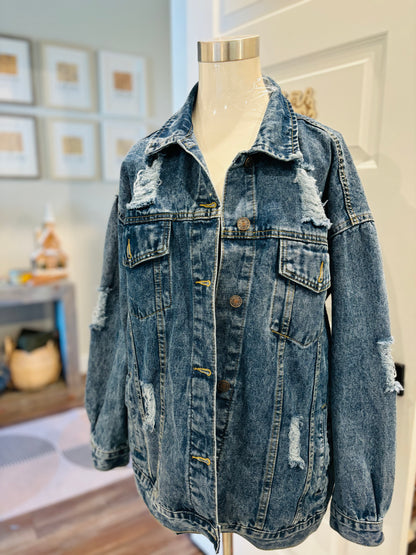 NAMES OF GOD OVERSIZED JEAN JACKET (LADIES)