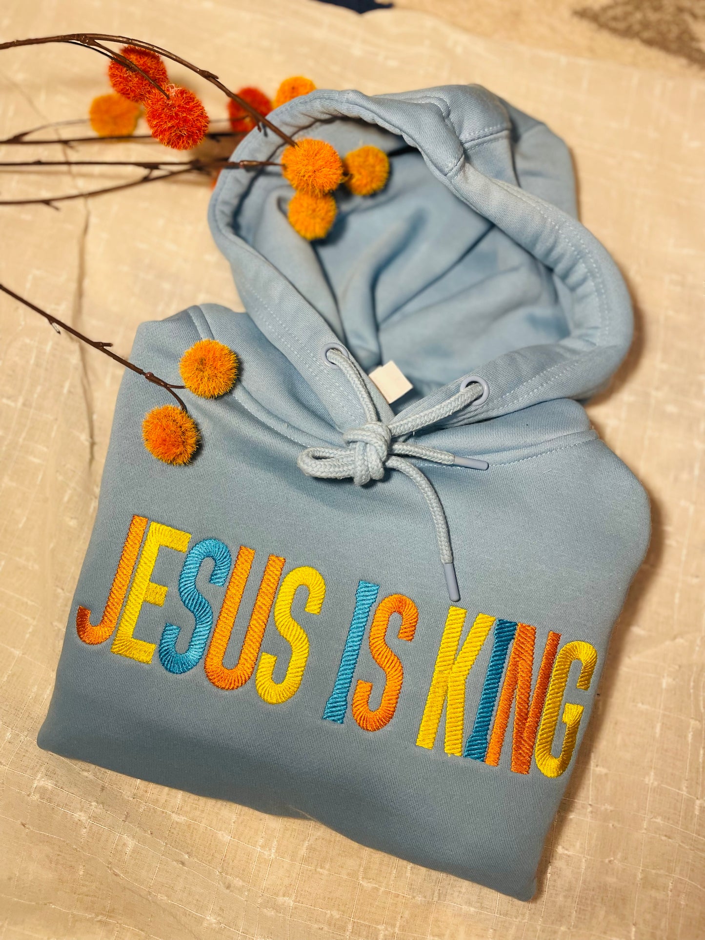 JESUS IS KING- Embroidered Hoodie (RAINBOW)