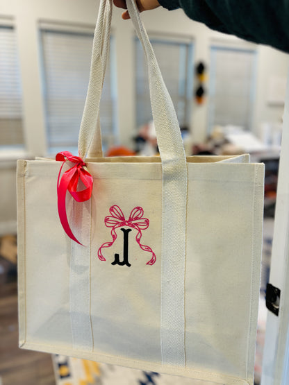 Personalized Large Tote-Top Bow