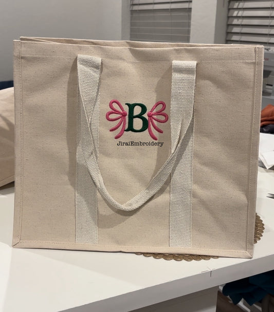 Personalized Large Tote- Side Bows