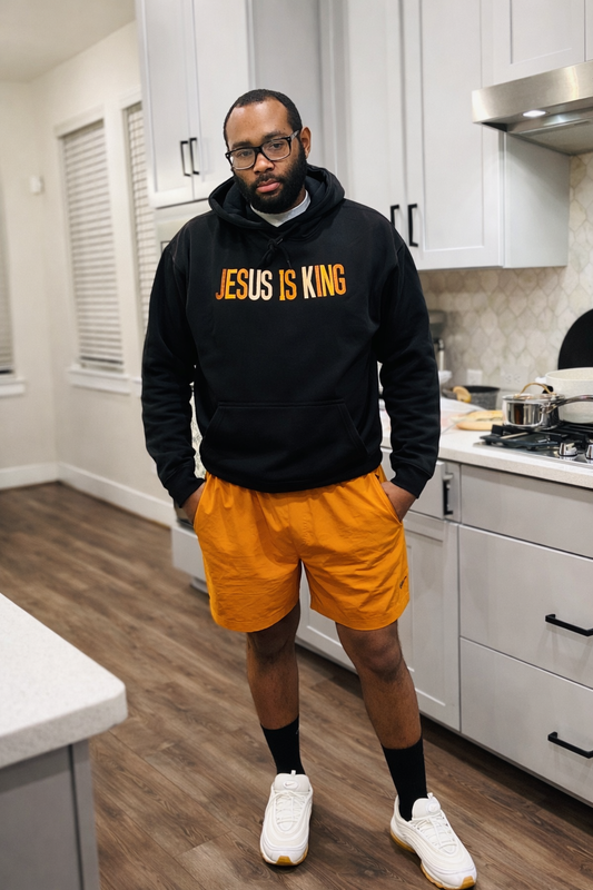 JESUS IS KING- Embroidered Hoodie (BROWN)